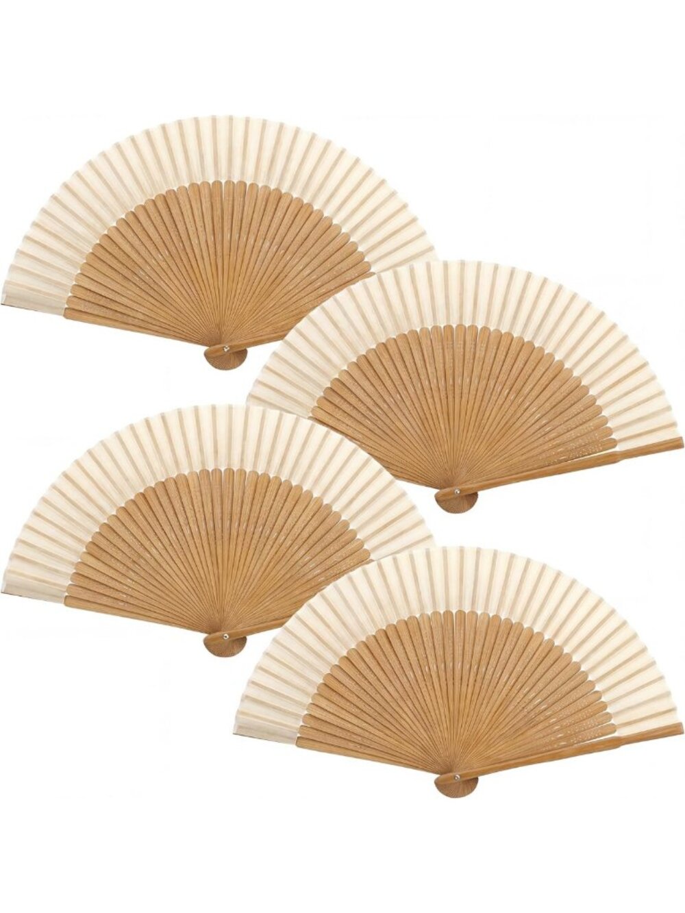 4 Pcs Foldable Hand Fans for Women - Bamboo Silk, Vintage Party Decor & Dance